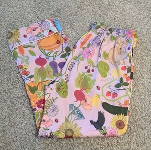 Karen Mabon Purple Garden Print Pajamas Bottoms Size S